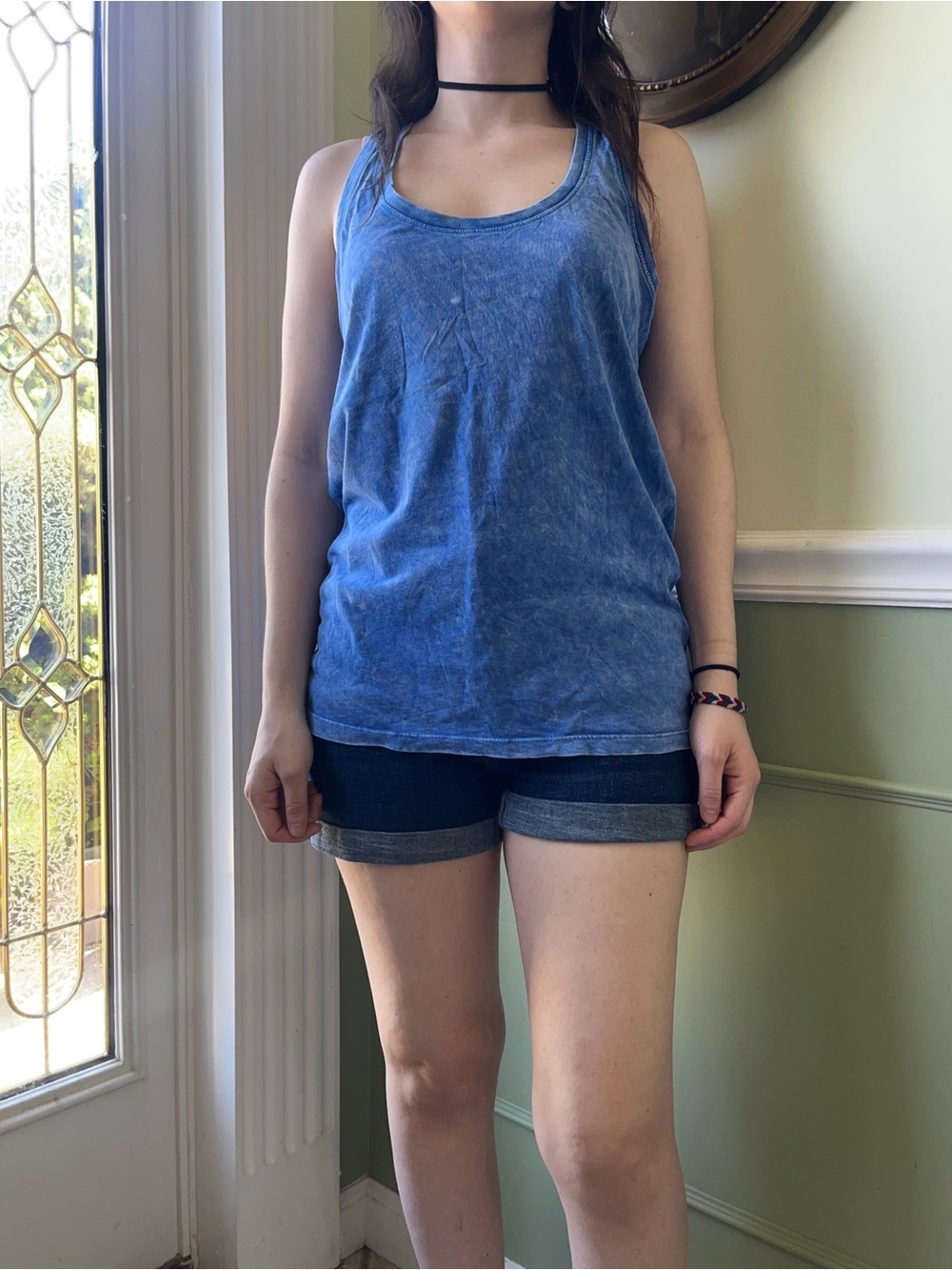 Forever 21 acid wash blue tank top